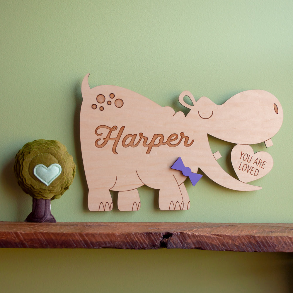 Hippo Wooden Room Sign