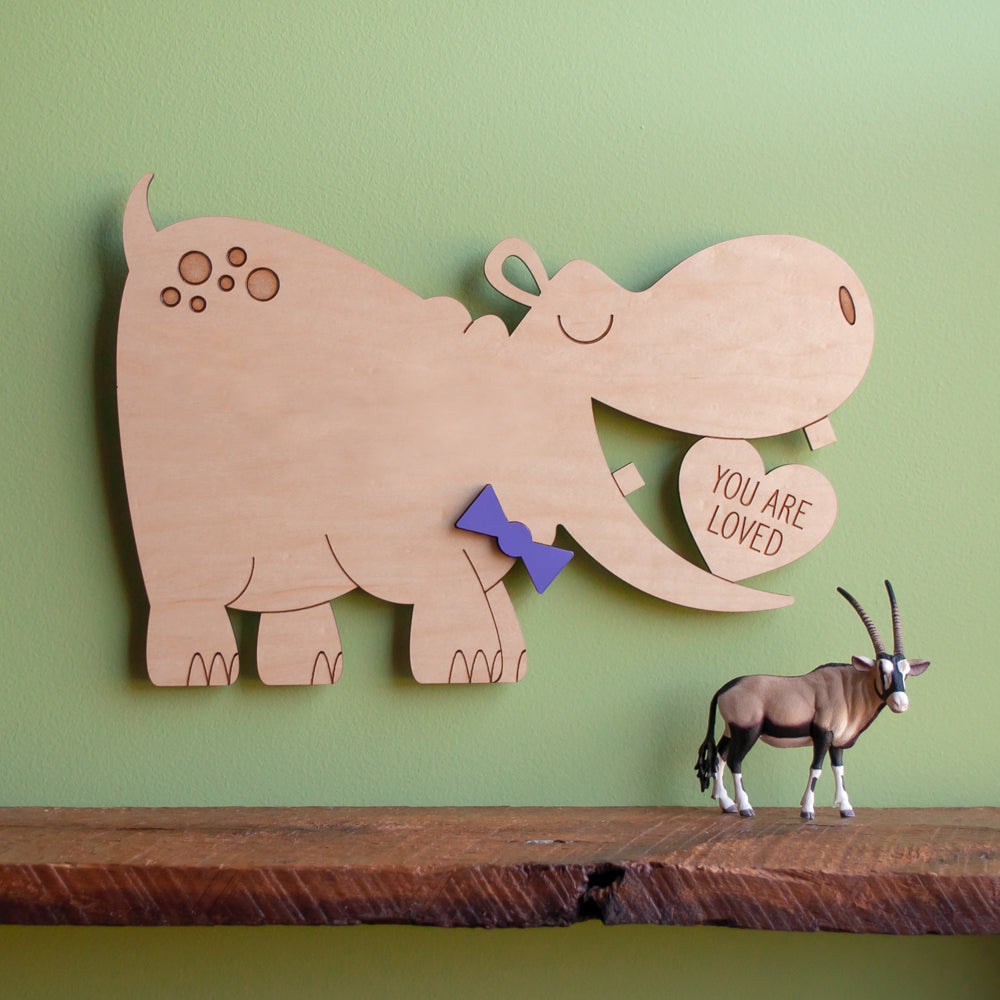 Hippo Wooden Room Sign
