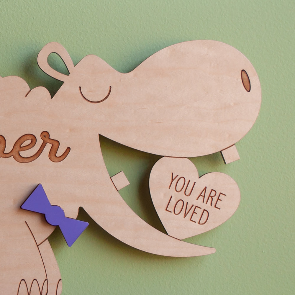 Hippo Wooden Room Sign