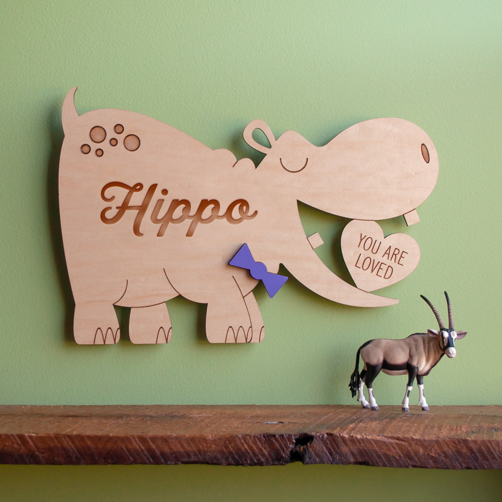 Hippo Wooden Room Sign