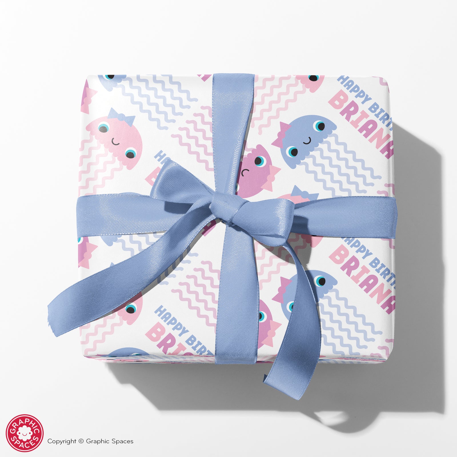 Kids Wrapping Paper - Jellyfish Birthday (Personalized) Pastel - Graphic Spaces