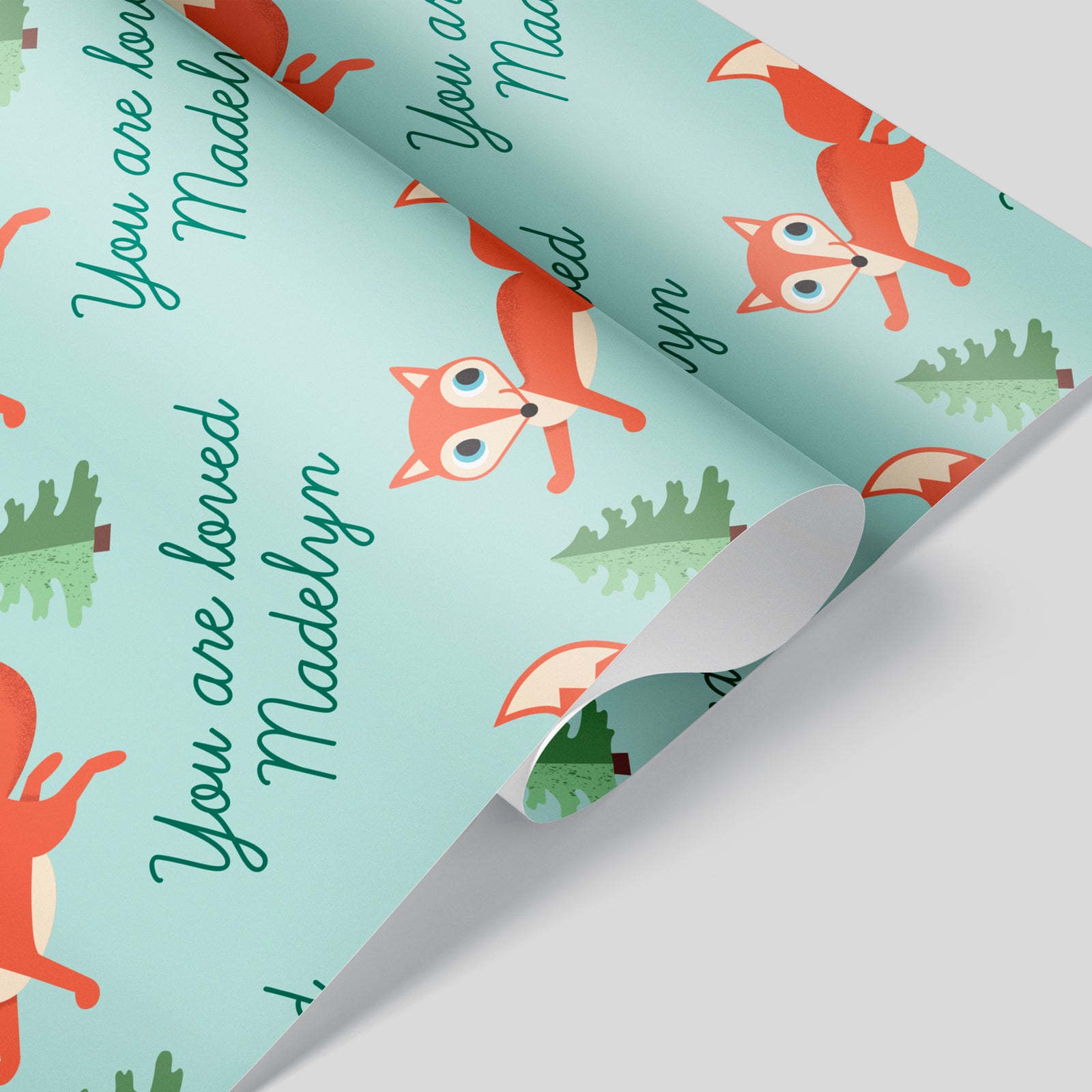 Baby Wrapping Paper - Fox Run (Personalized, Green) - Graphic Spaces