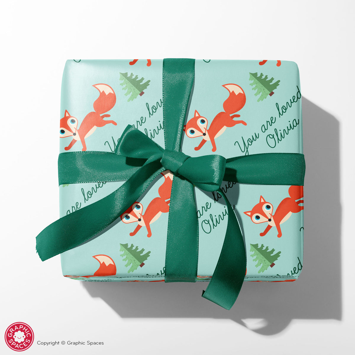 Fox Personalized Gift Wrapping Paper - GREEN