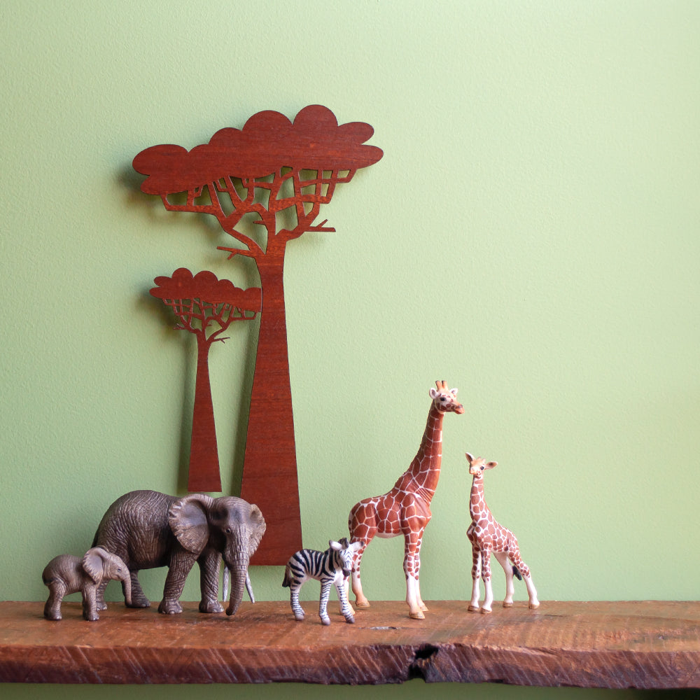 Jungle Safari Tree Wooden Wall Hanging