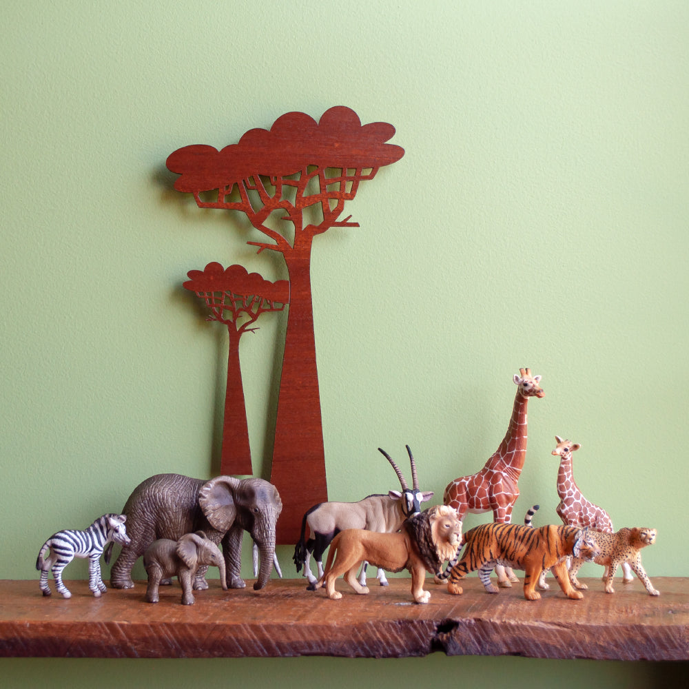 Jungle Safari Tree Wooden Wall Hanging