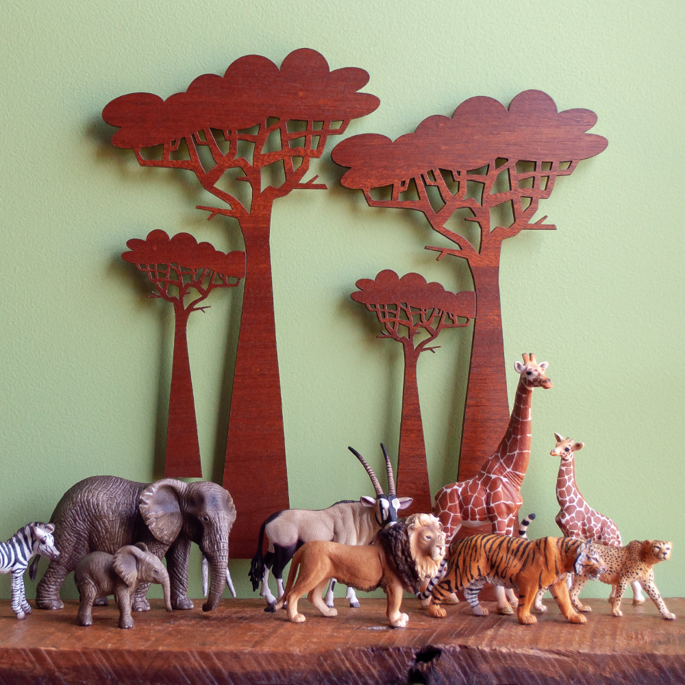 Jungle Safari Tree Wooden Wall Hanging