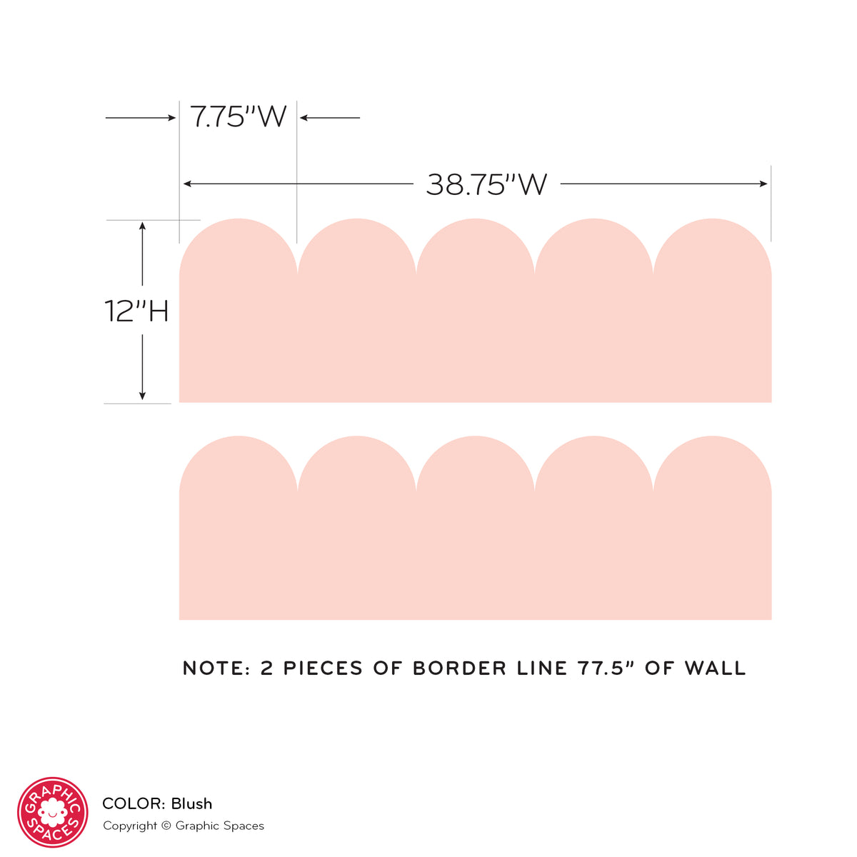 Wall Decal - Scalloped Room Border (12&quot;H Large)