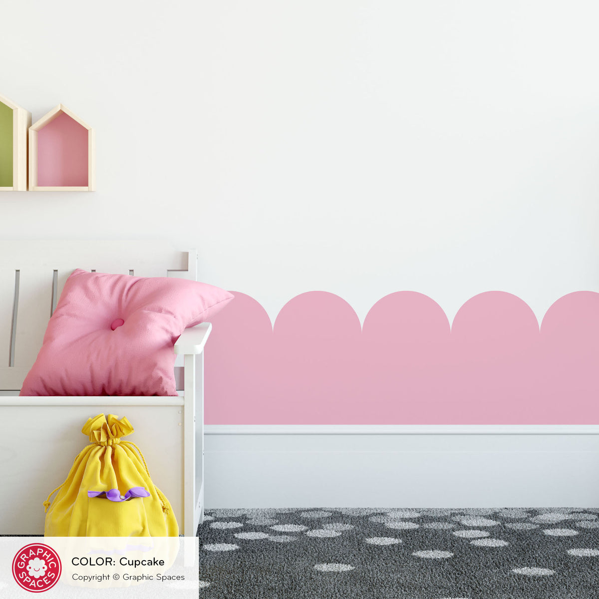 Scalloped Room Border Fabric Wall Decal - 12&quot; Large