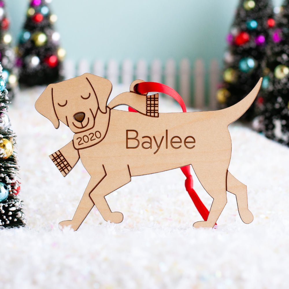 Dog Christmas Ornament - Labrador Retriever (Personalized, Wood) - Light Maple - Graphic Spaces