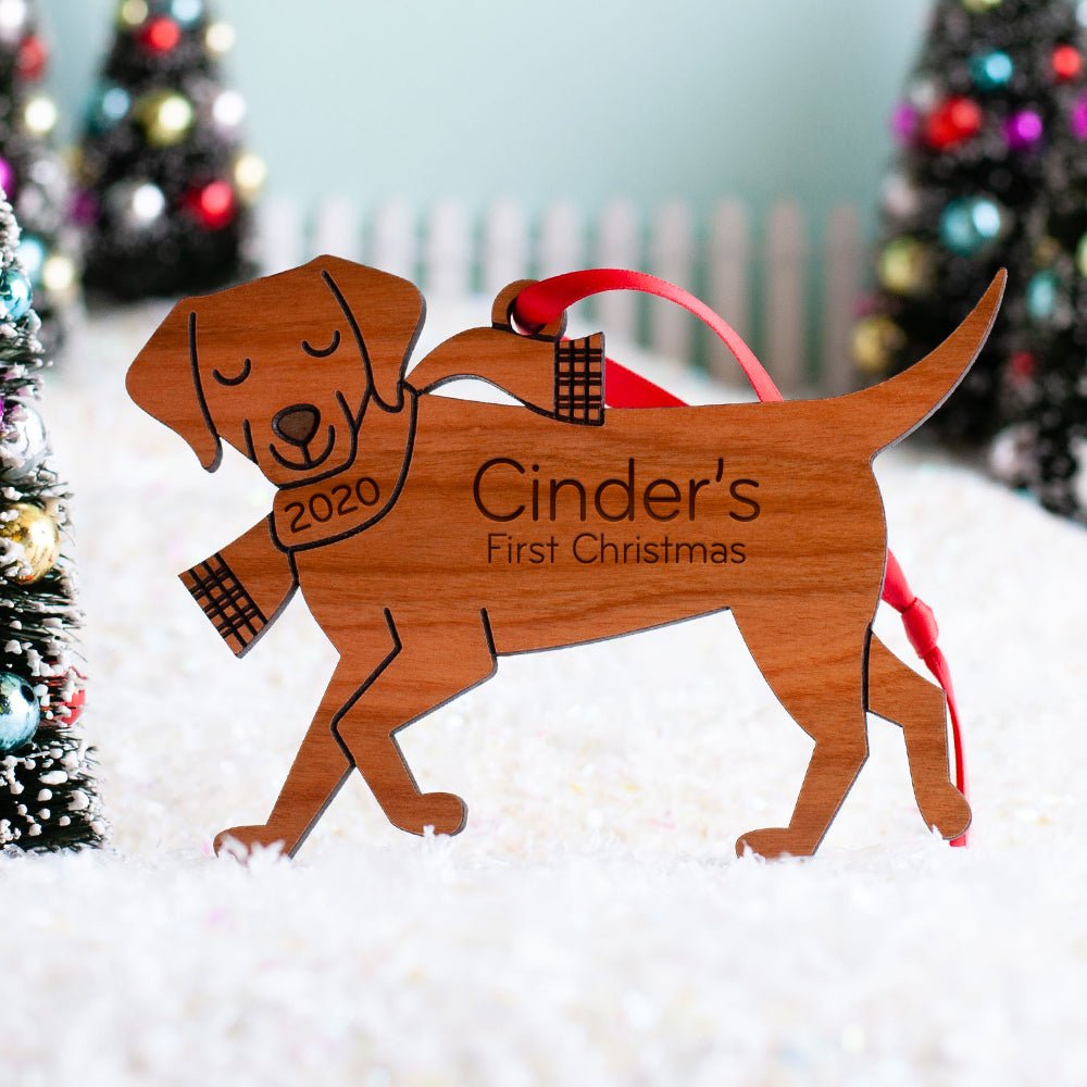 Dog Christmas Ornament - Labrador Retriever (Personalized, Wood) - Light Maple - Graphic Spaces