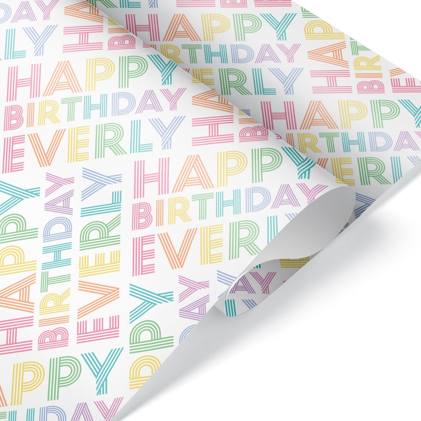 Wrapping Paper - Multiline Rainbow Birthday (Personalized) - Graphic Spaces
