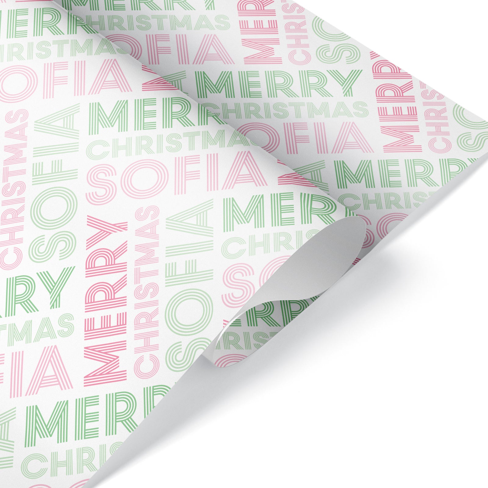 Wrapping Paper - Multiline Christmas Name (Personalized, Pastel) - Graphic Spaces