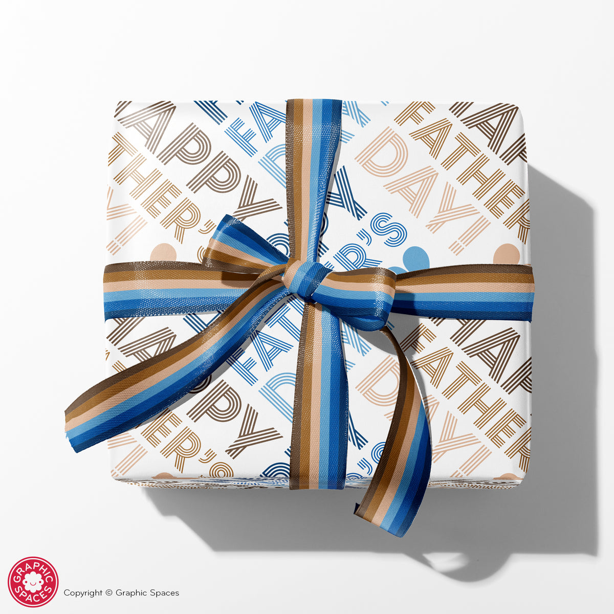 Father&#39;s Day Wrapping Paper - Blue/Brown Heart