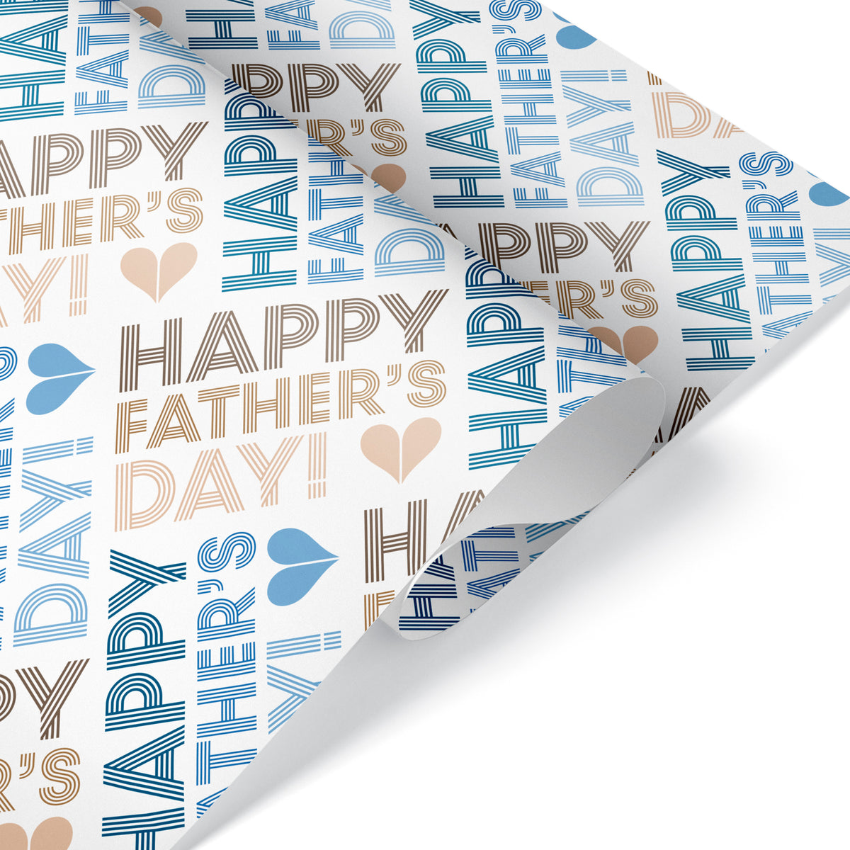 Father&#39;s Day Wrapping Paper - Blue/Brown Heart