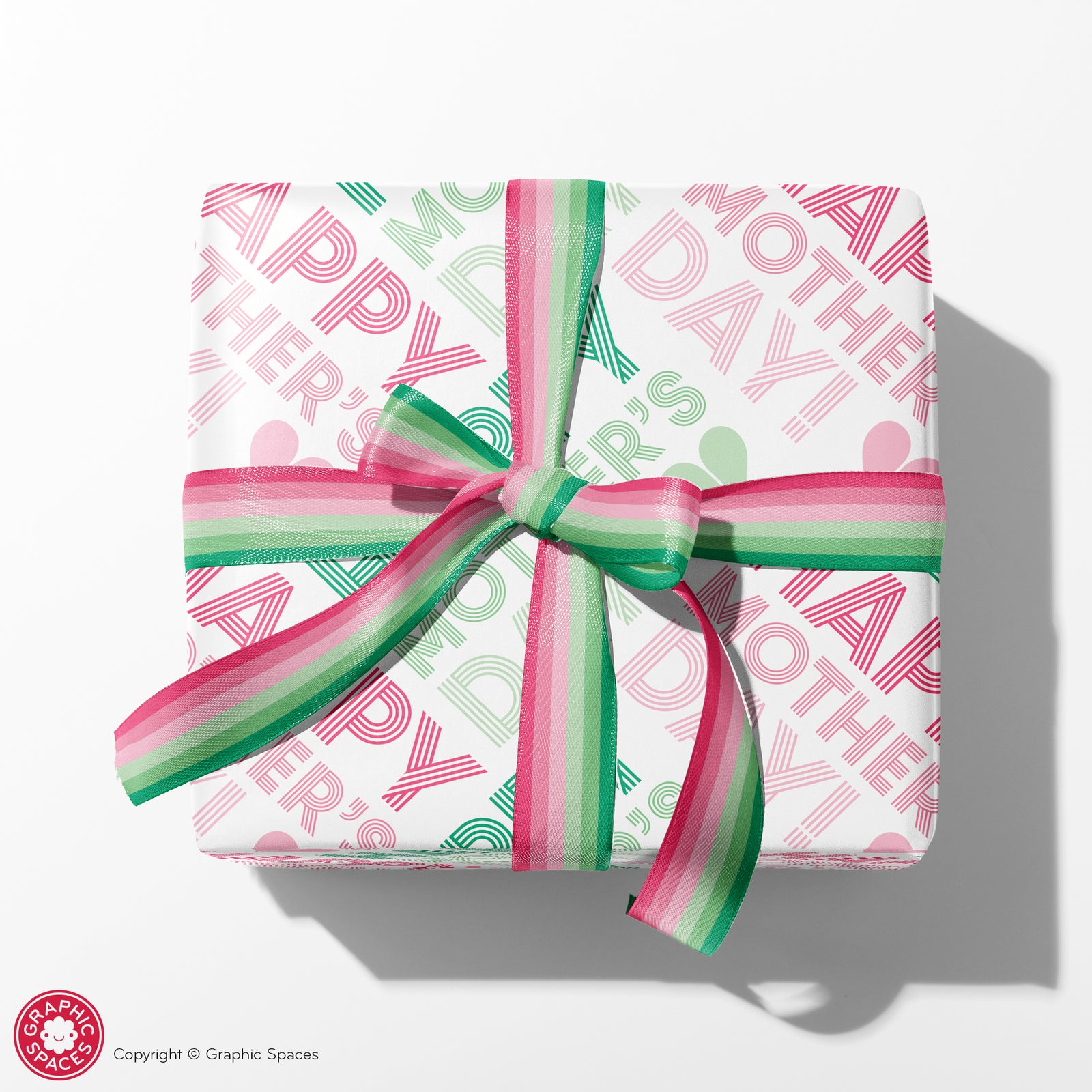 Wrapping Paper - Multiline Mother's Day (pink & green) - Graphic Spaces