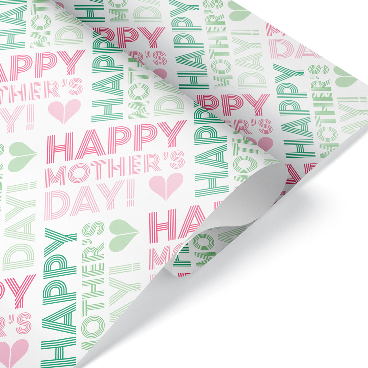 Mother&#39;s Day Wrapping Paper - Pink/Green Heart