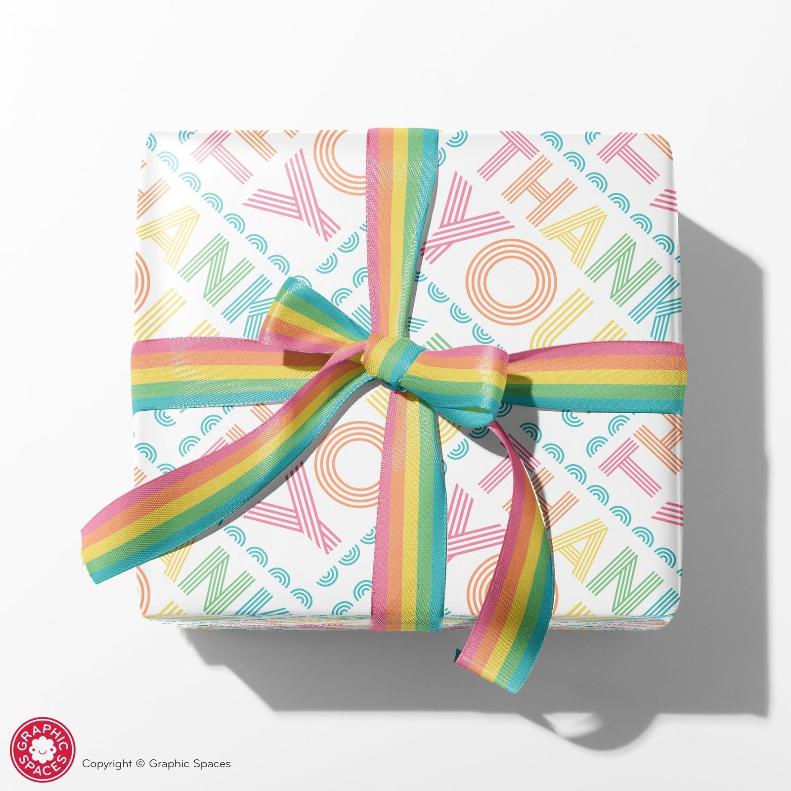Wrapping Paper - Multiline Rainbow Thank You - Graphic Spaces