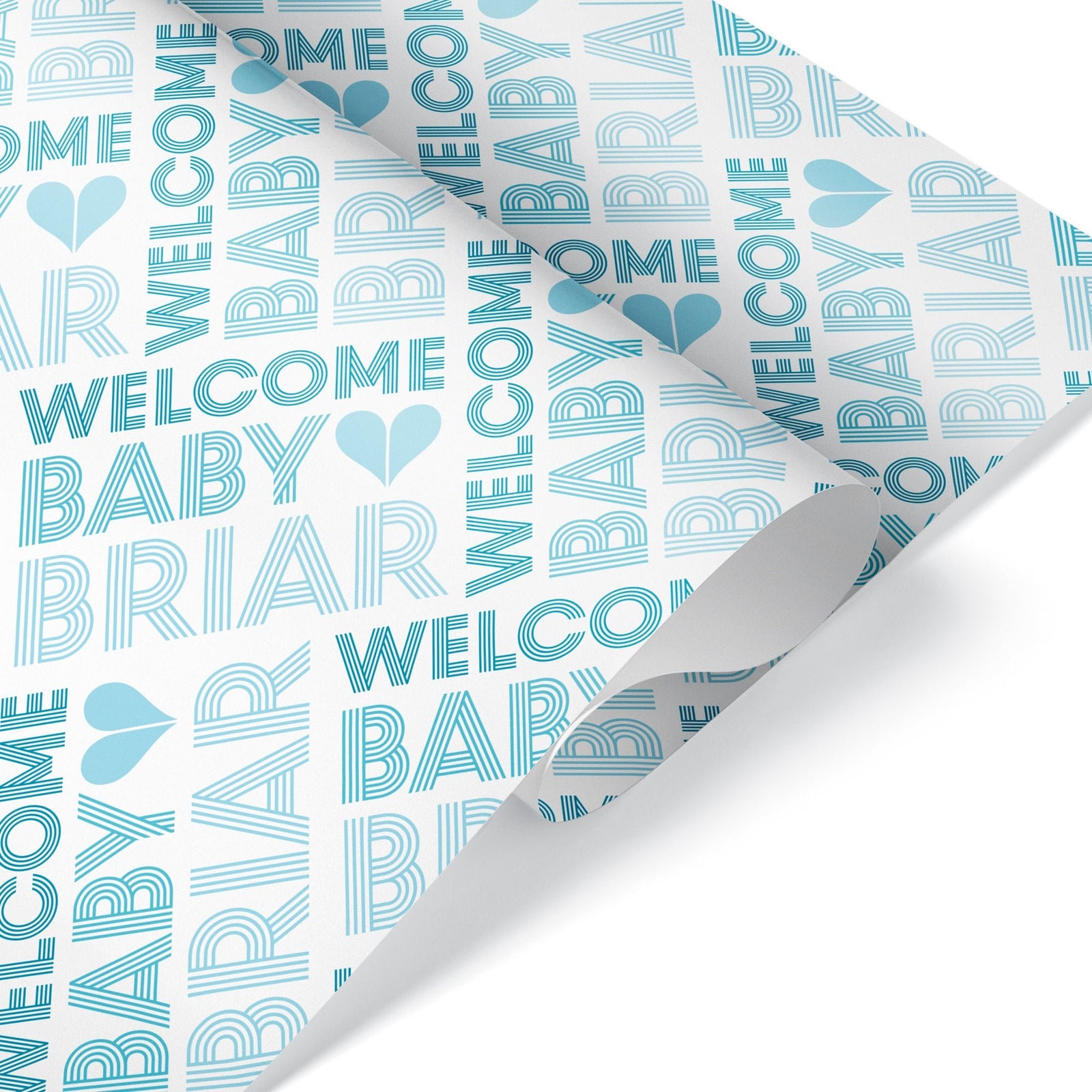Baby Boy Wrapping Paper - Multiline Baby Shower (Personalized, Blue) - Graphic Spaces