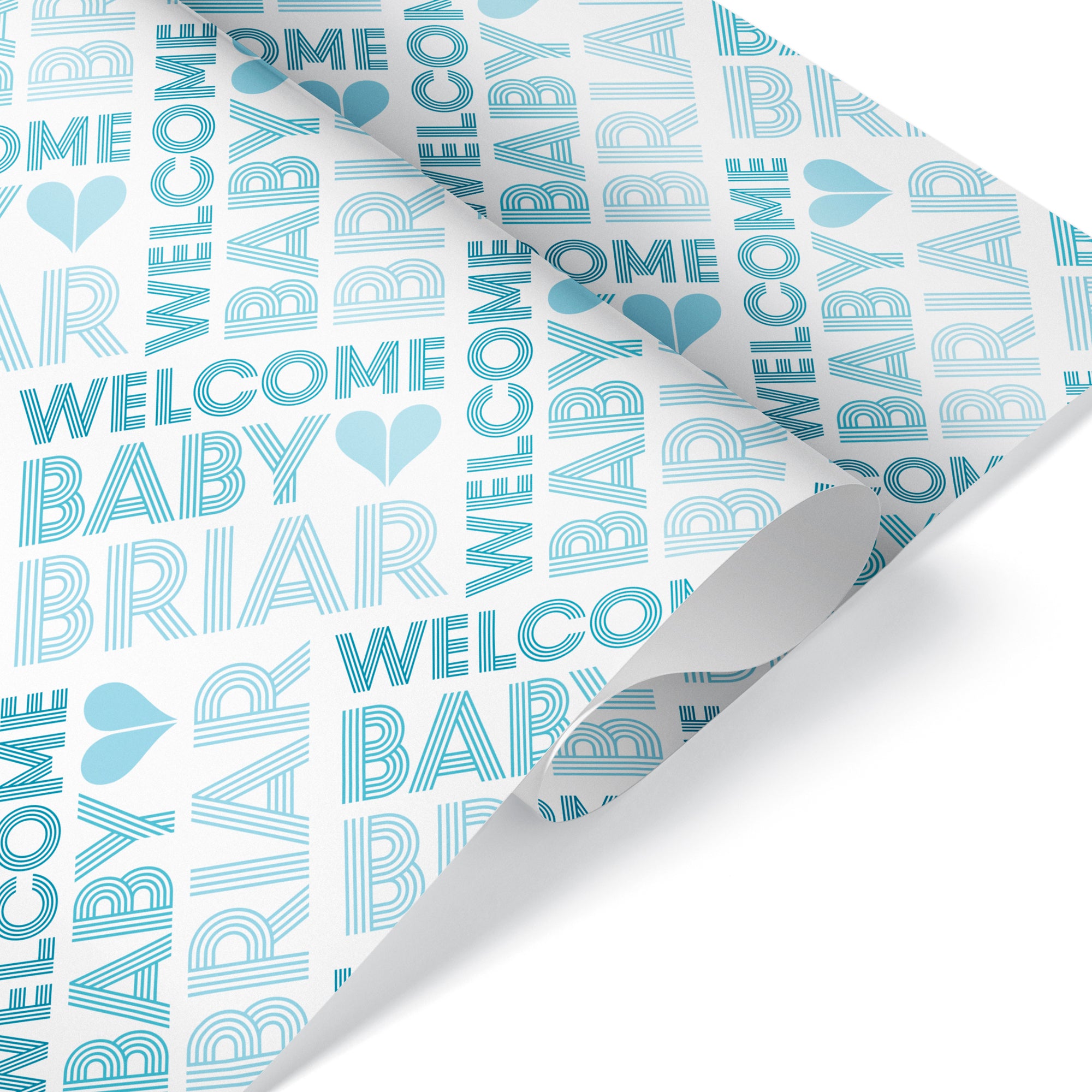 Personalized Name Pastel Baby Shower Wrapping Paper - Blue Heart - Graphic  Spaces