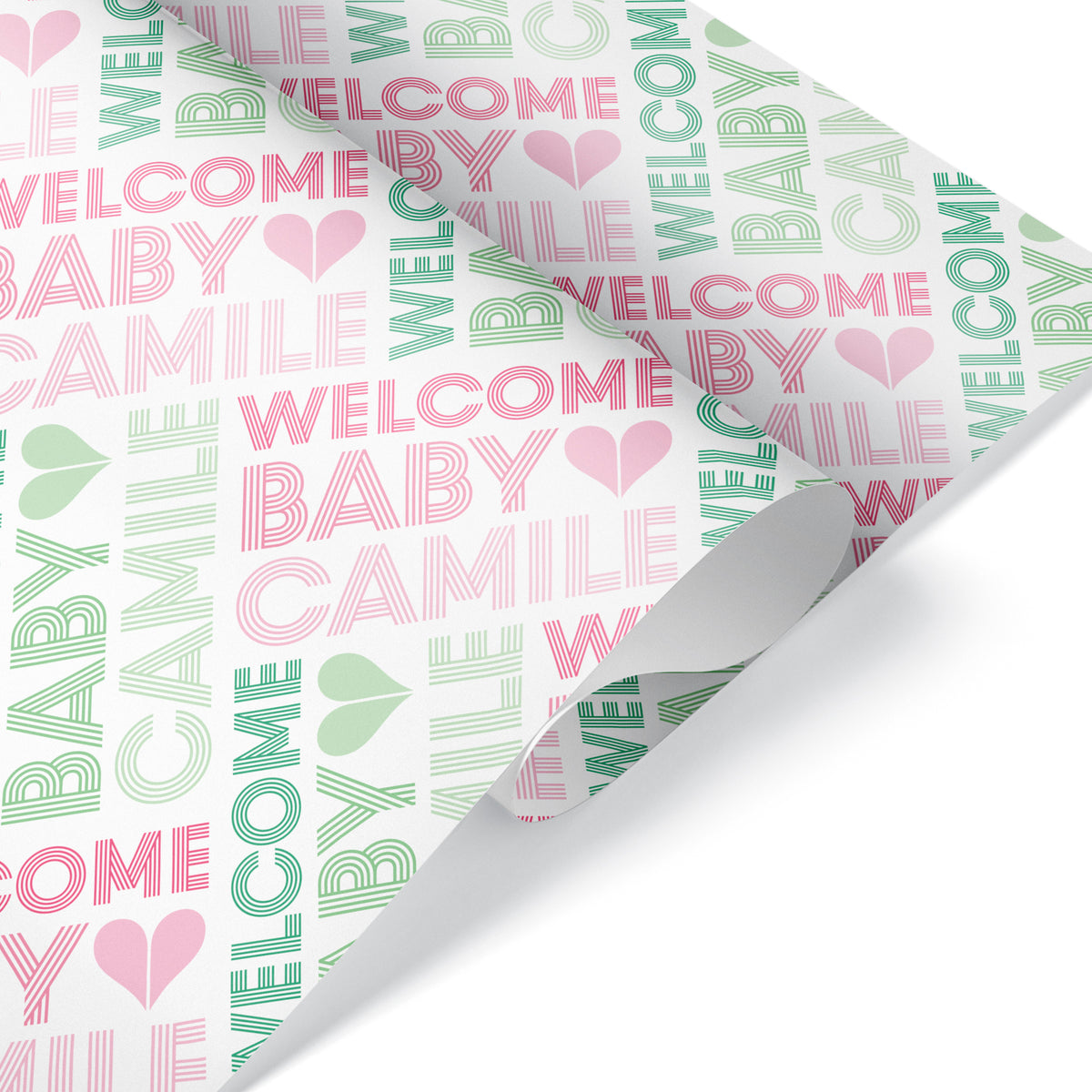 Baby Shower Personalized Wrapping Paper - PINK/GREEN