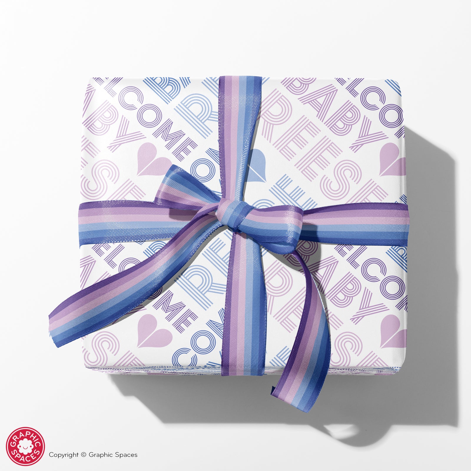 Baby Wrapping Paper - Multiline Baby Shower (Personalized, Purple) - Graphic Spaces