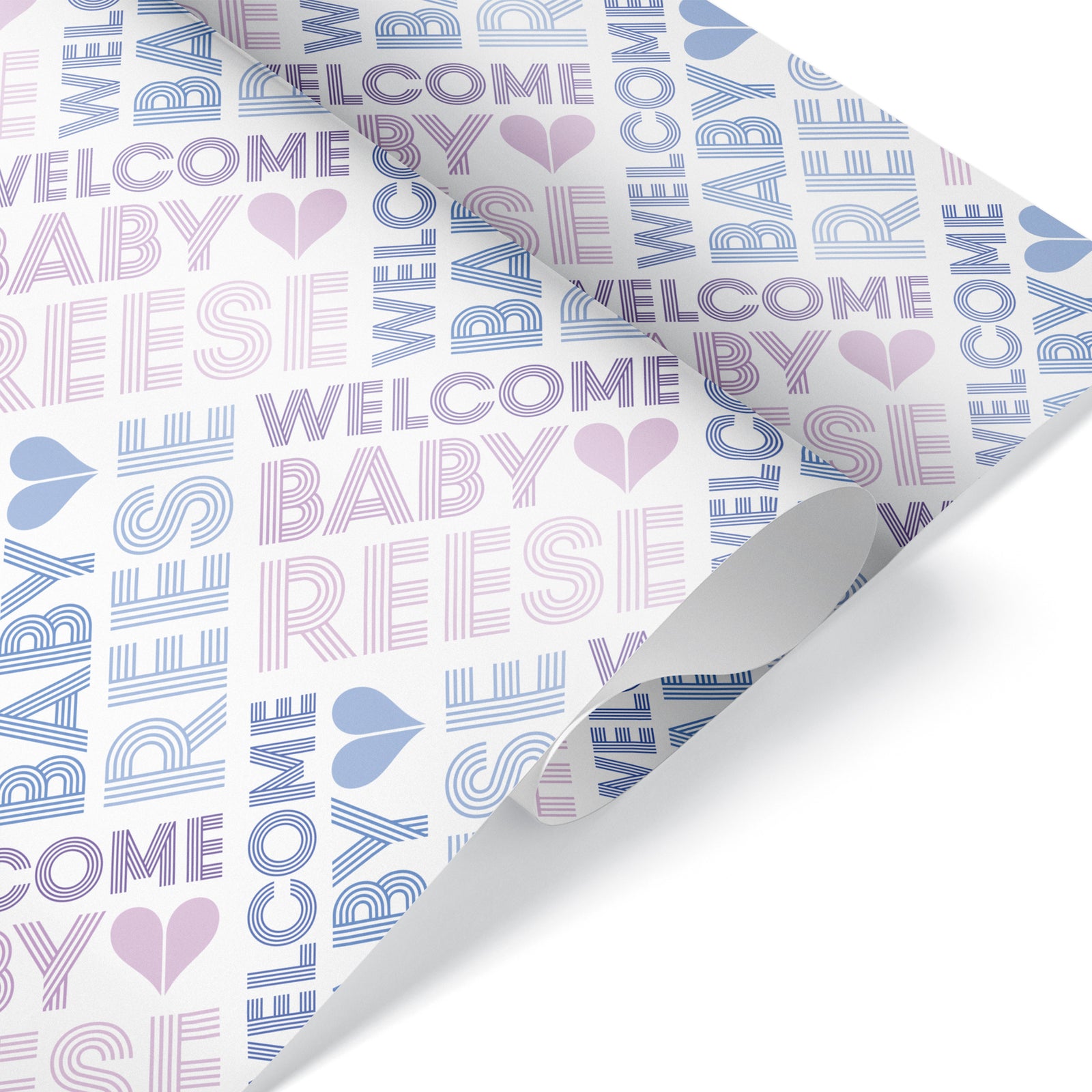 Baby Wrapping Paper - Multiline Baby Shower (Personalized, Purple) - Graphic Spaces