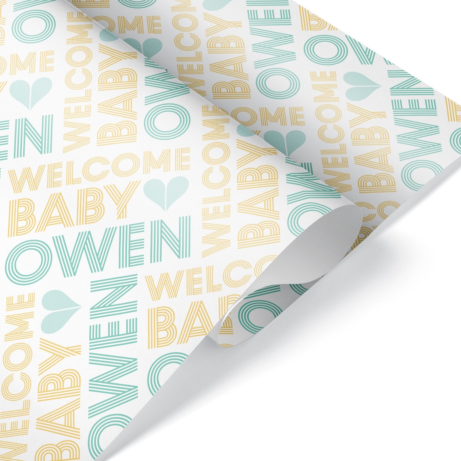 Baby Wrapping Paper - Multiline Baby Shower (Personalized, Mint-Yellow) - Graphic Spaces