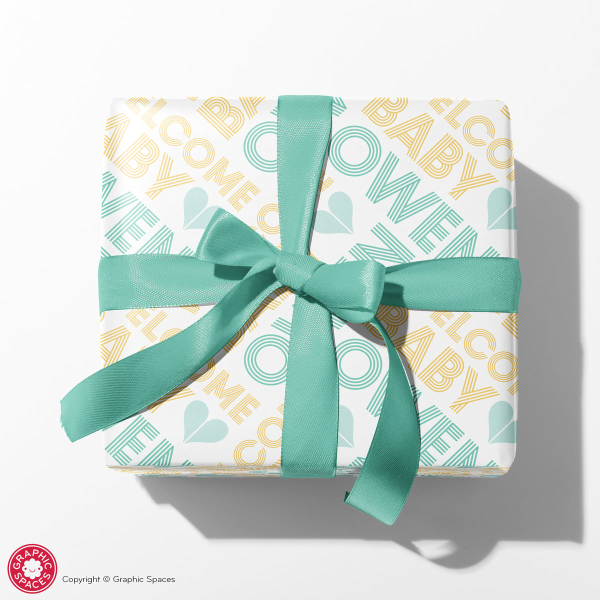 Baby Shower Personalized Wrapping Paper - MINT/YELLOW