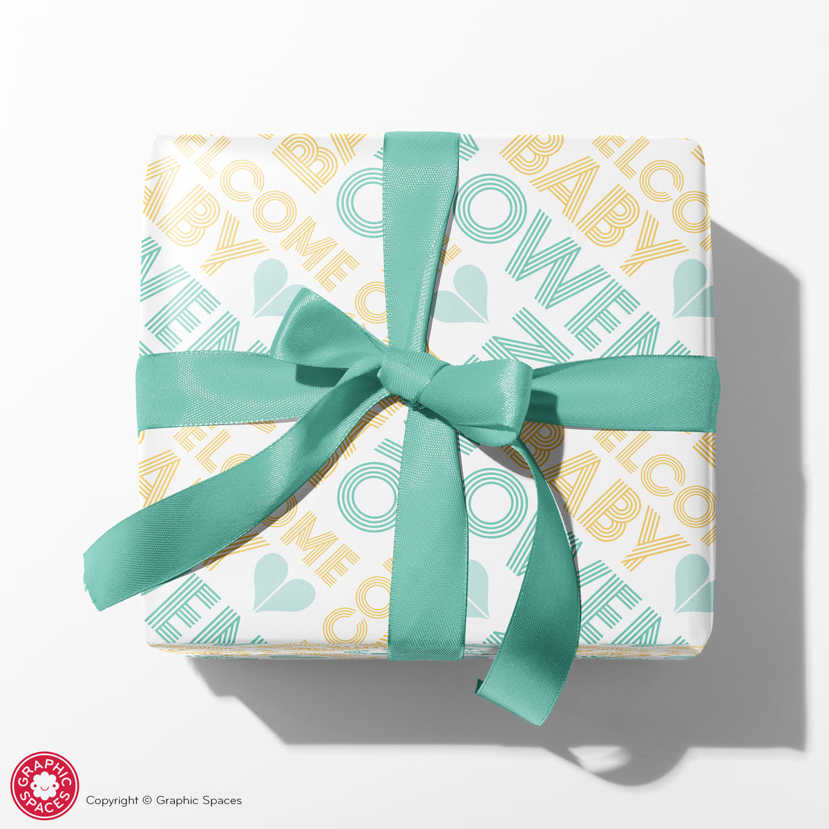Baby Shower Personalized Wrapping Paper - MINT/YELLOW