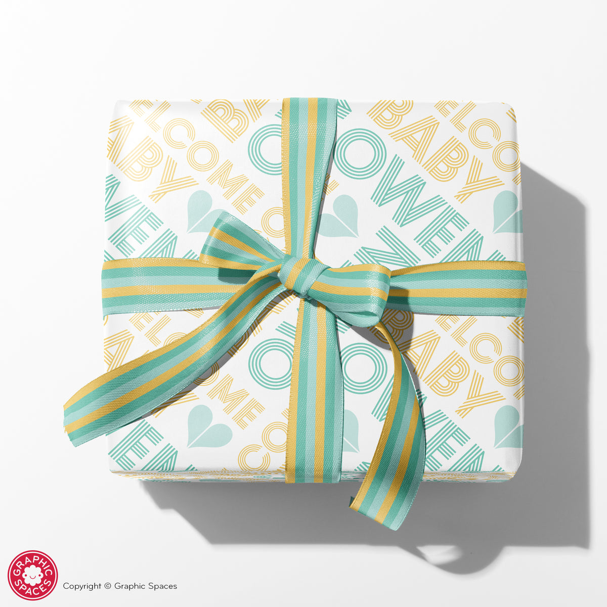 Baby Shower Personalized Wrapping Paper - MINT/YELLOW