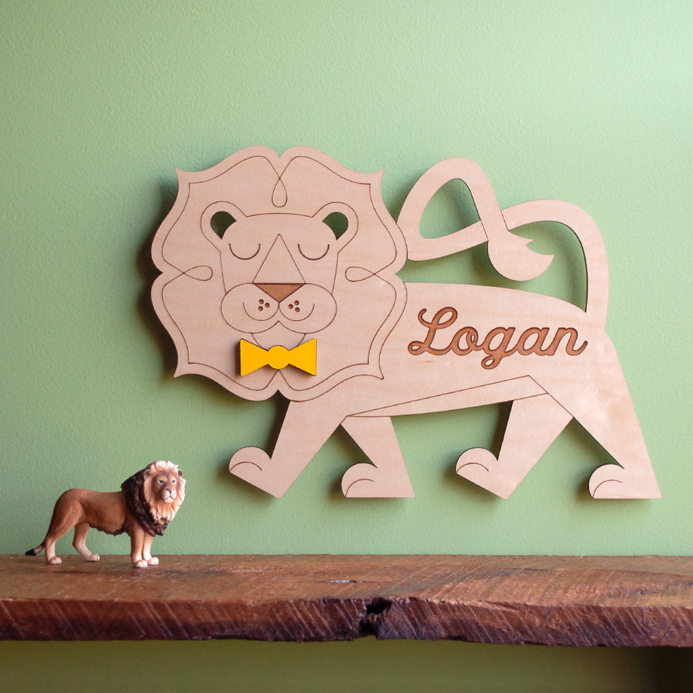 Lion Wooden Room Sign