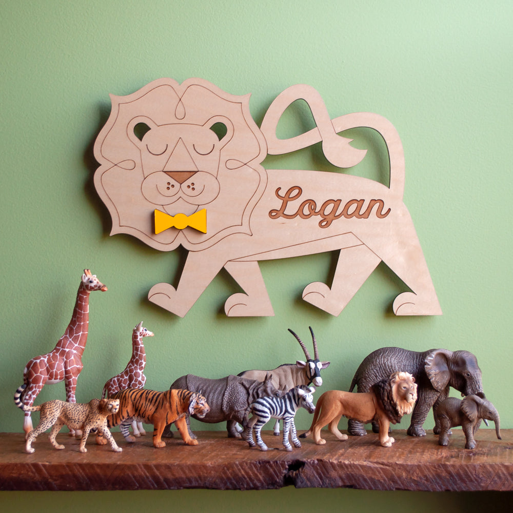 Lion Wooden Room Sign