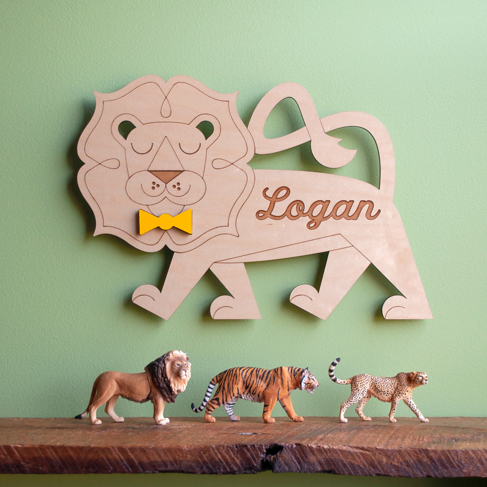 Lion Wooden Room Sign