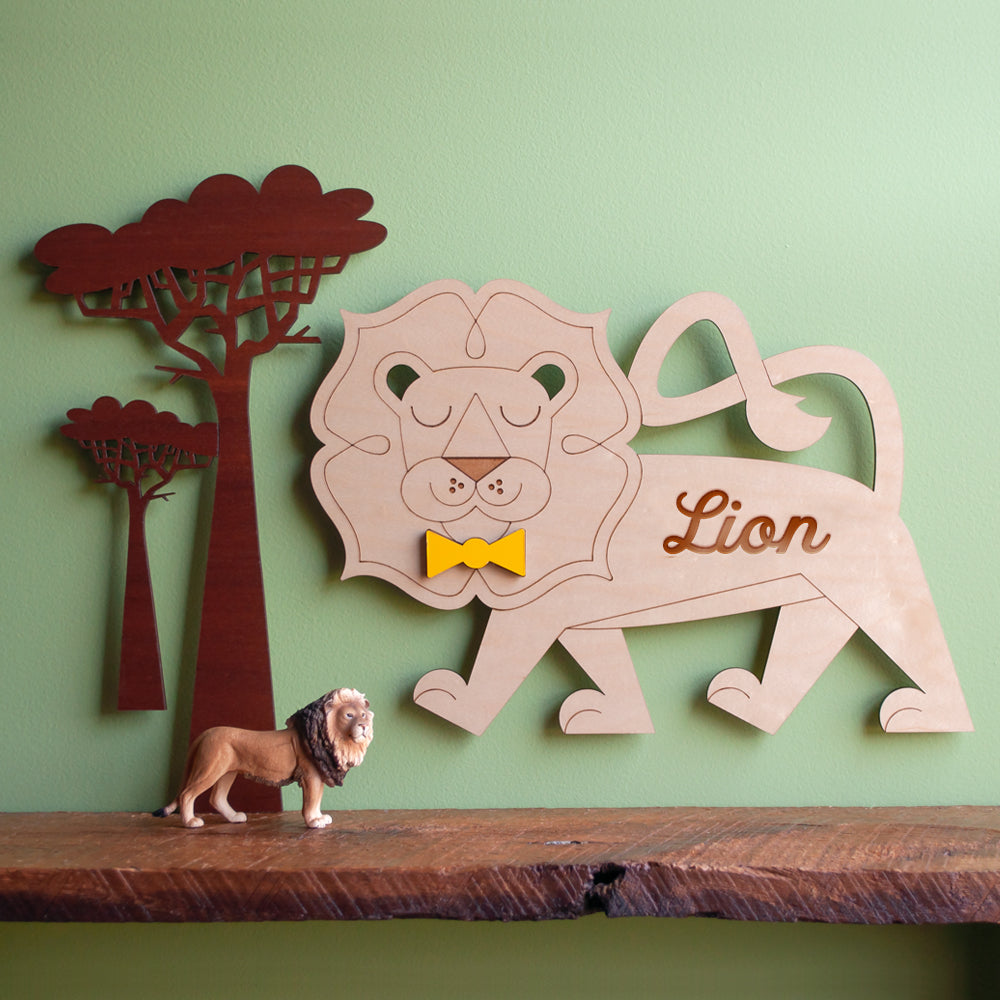 Lion Wooden Room Sign