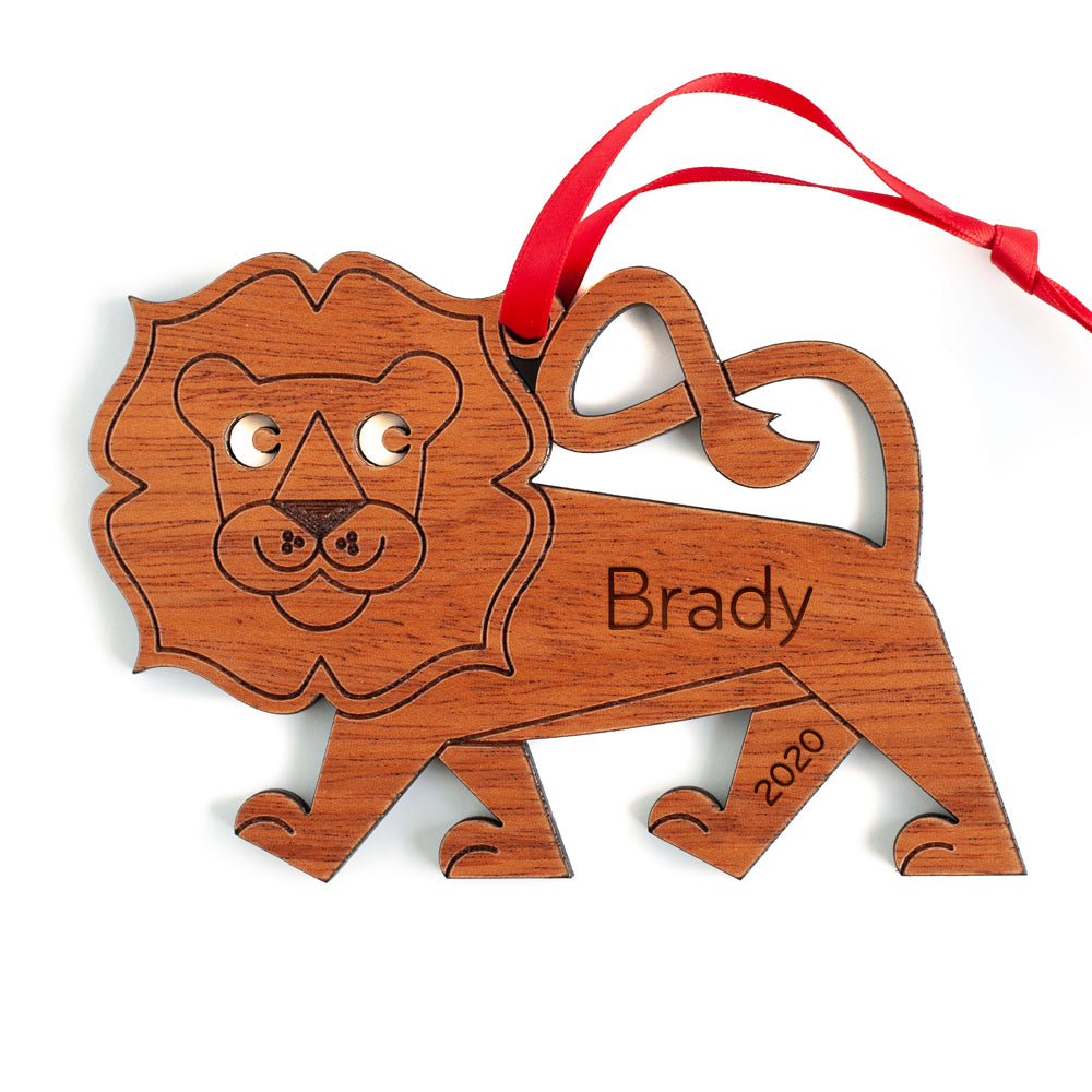 Lion Wooden Christmas Ornament - Personalized