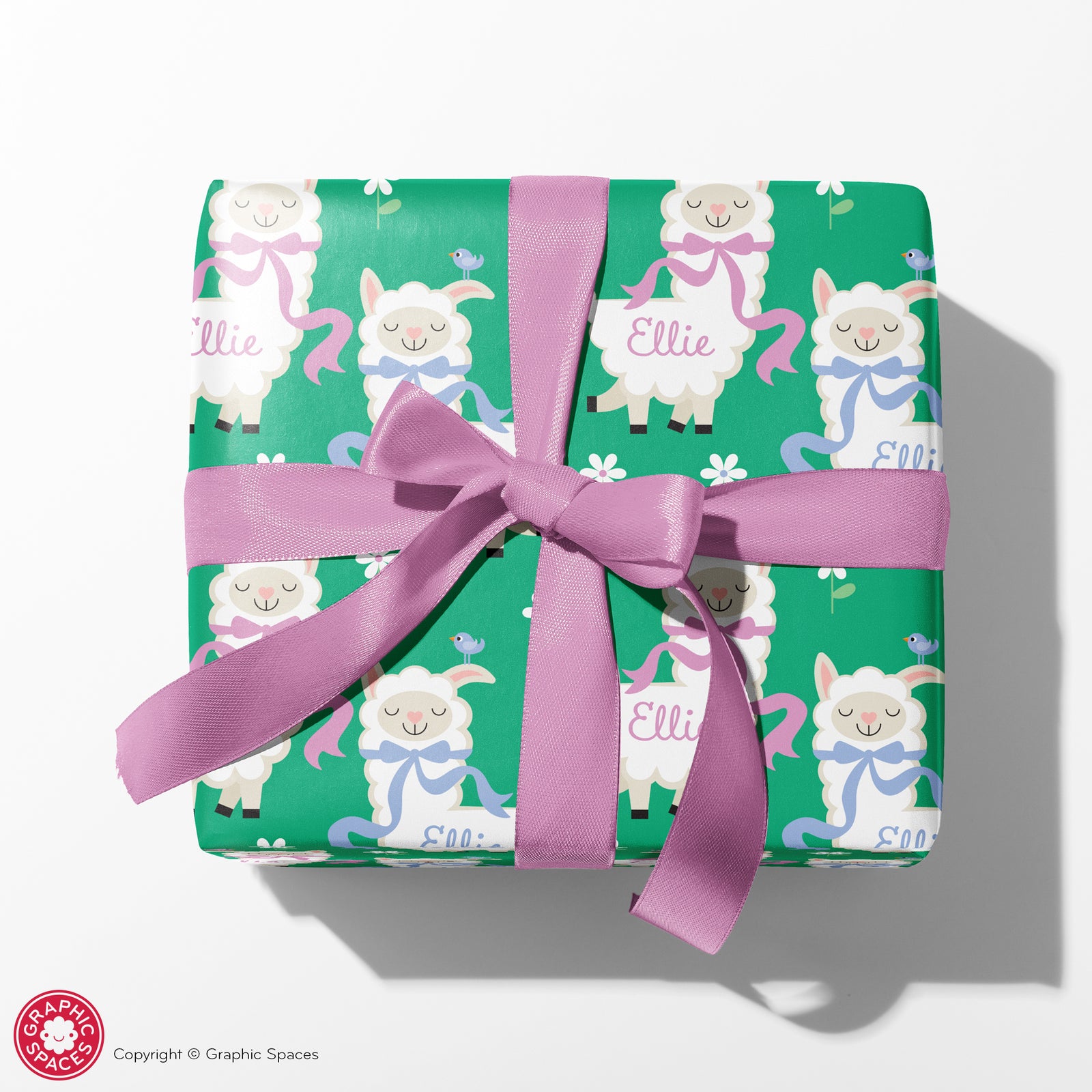 Kids Wrapping Paper - Llamas (Personalized, Rose-Lavender) - Graphic Spaces