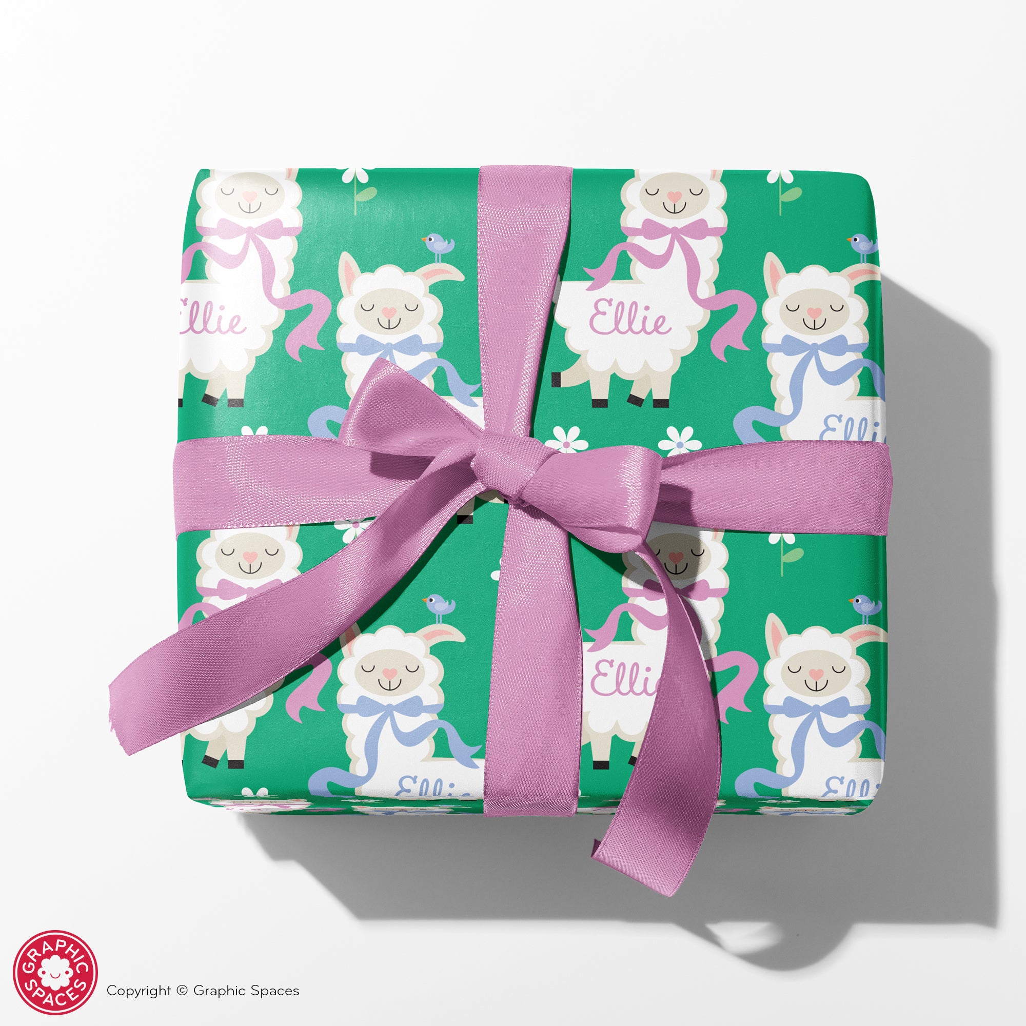 Sheep Personalized Name Baby Shower Wrapping Paper - Pastel Baby