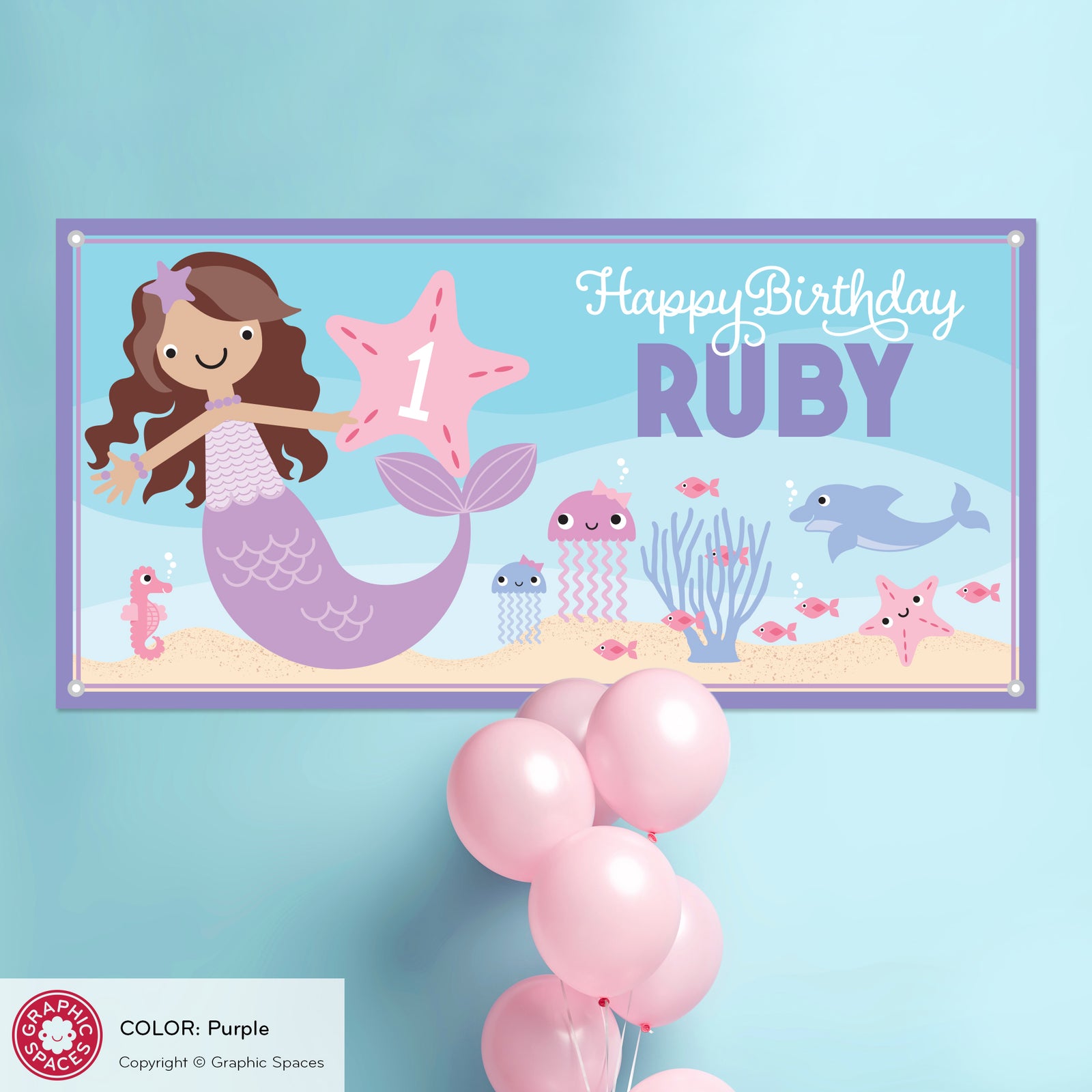 Kids Banner - Mermaid Birthday Party (Personalized) - Graphic Spaces
