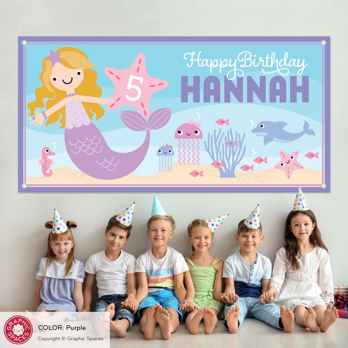 Mermaid Birthday Party Banner, Personalized
