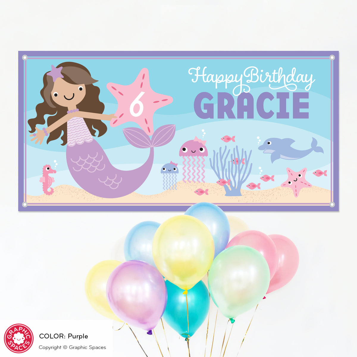 Mermaid Birthday Party Banner, Personalized