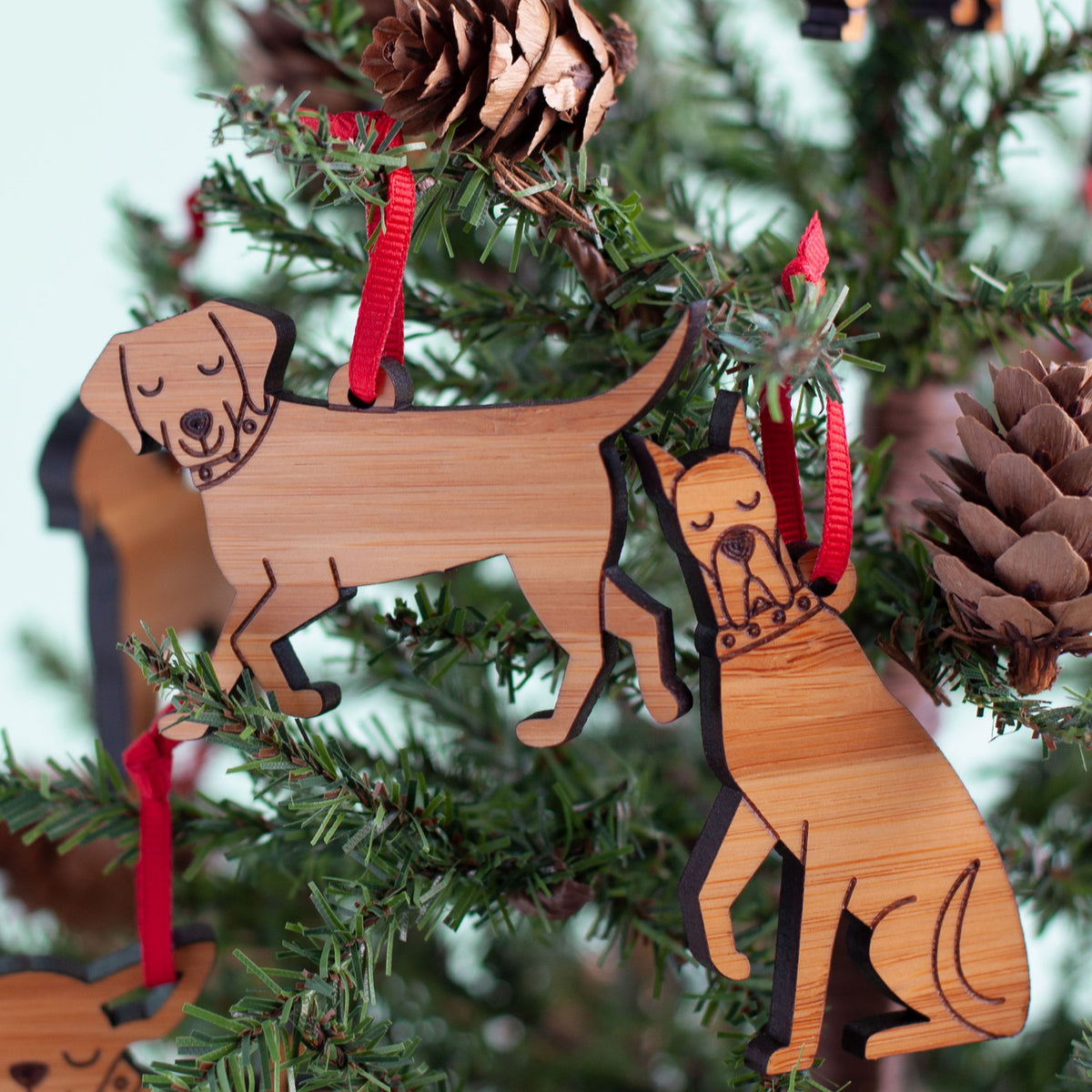 Mini Dog Christmas Ornaments: Bamboo (Set of 6)