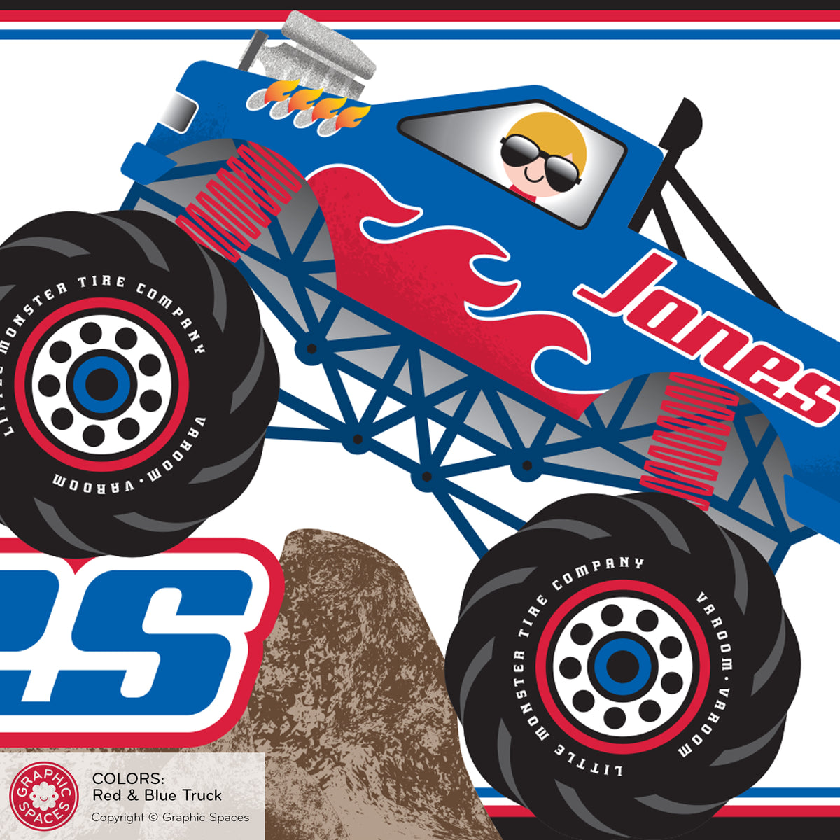 Monster Truck Birthday Banner, Personalized - RED/BLUE