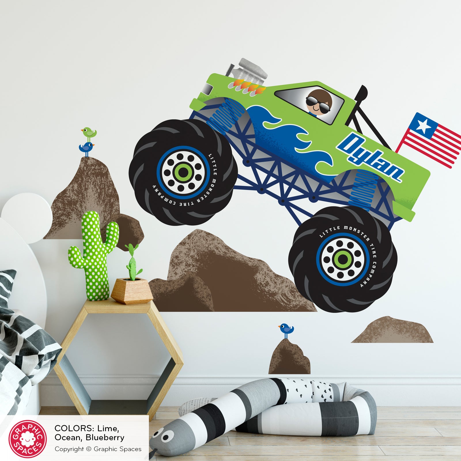 Kids Wall Decal - Monster Truck (Personalized) - Graphic Spaces