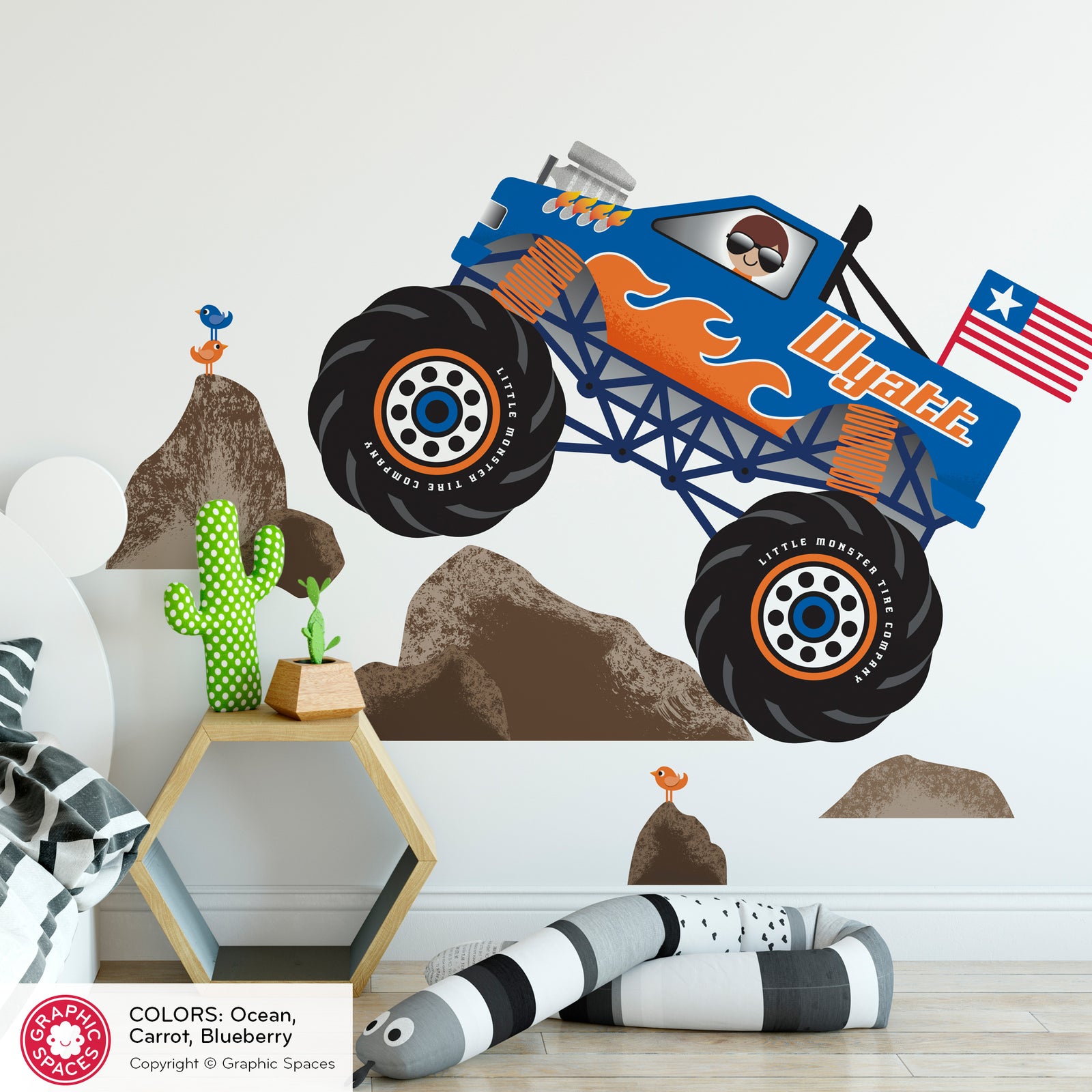 Kids Wall Decal - Monster Truck (Personalized) - Graphic Spaces