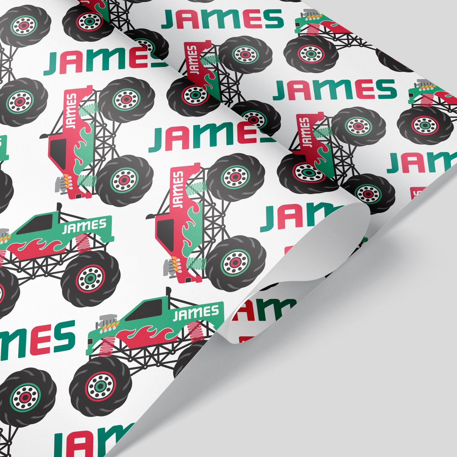 Kids Wrapping Paper - Monster Truck Christmas (Personalized) - Graphic Spaces