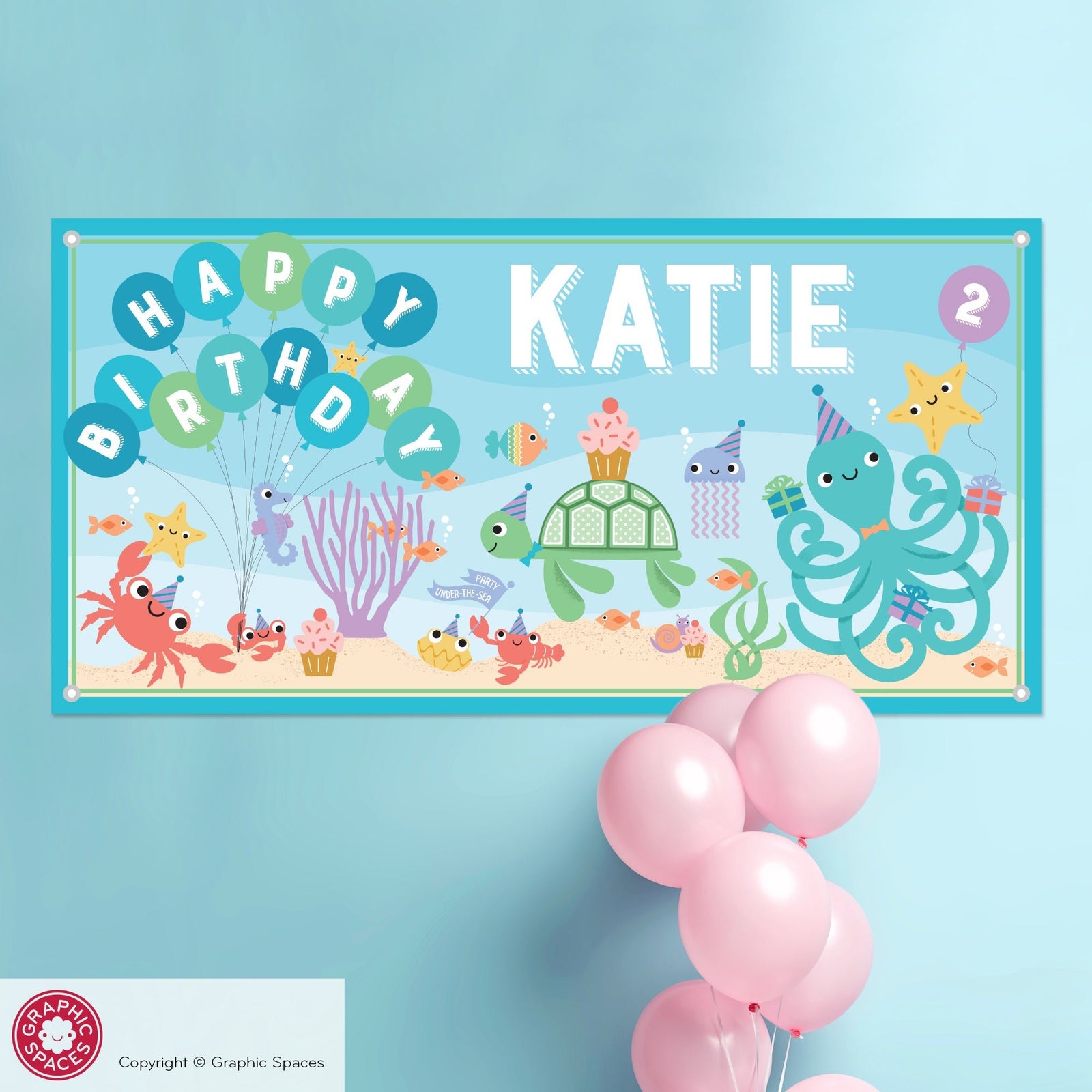 Kids Banner - Under-the-Sea Birthday Party (Personalized) - Graphic Spaces