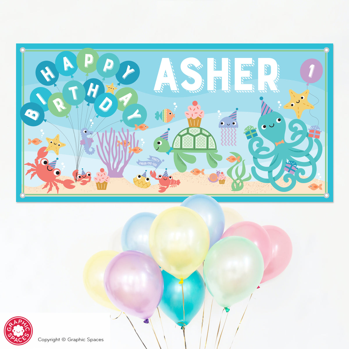 Under-the-Sea Birthday Party Banner, Personalized