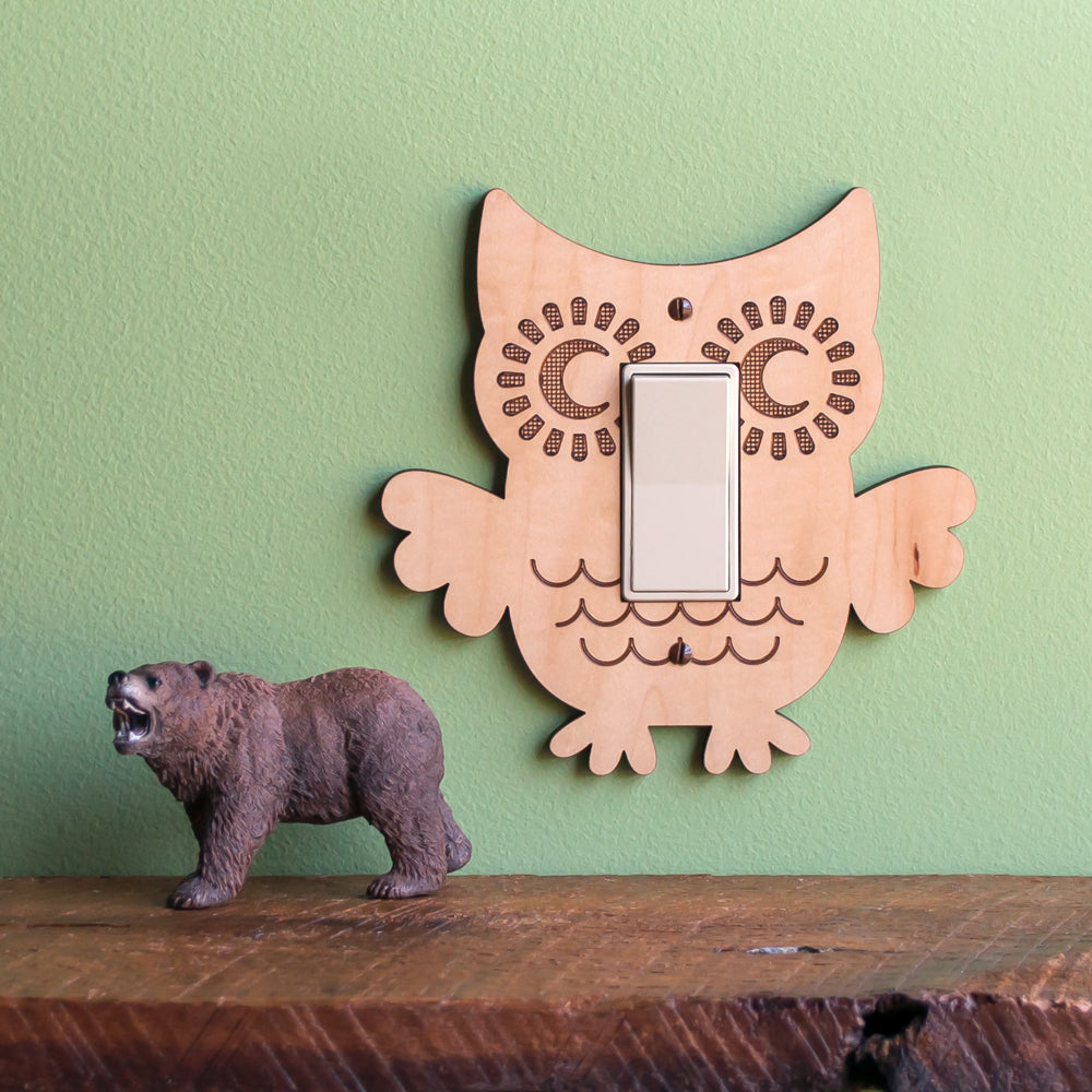 Owl Wooden Light Switch Plate Cover