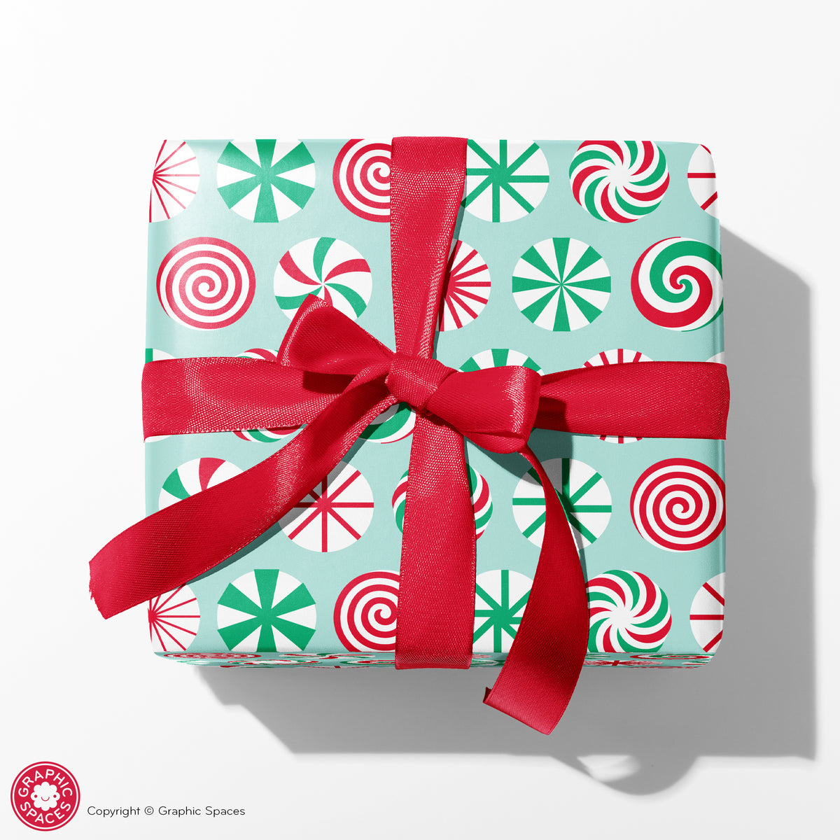 Peppermint Candy Christmas Wrapping Paper - RED/GREEN