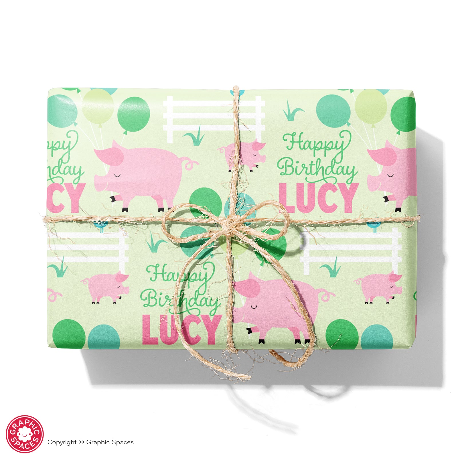 Kids Wrapping Paper - Pig Birthday (Personalized) - Graphic Spaces